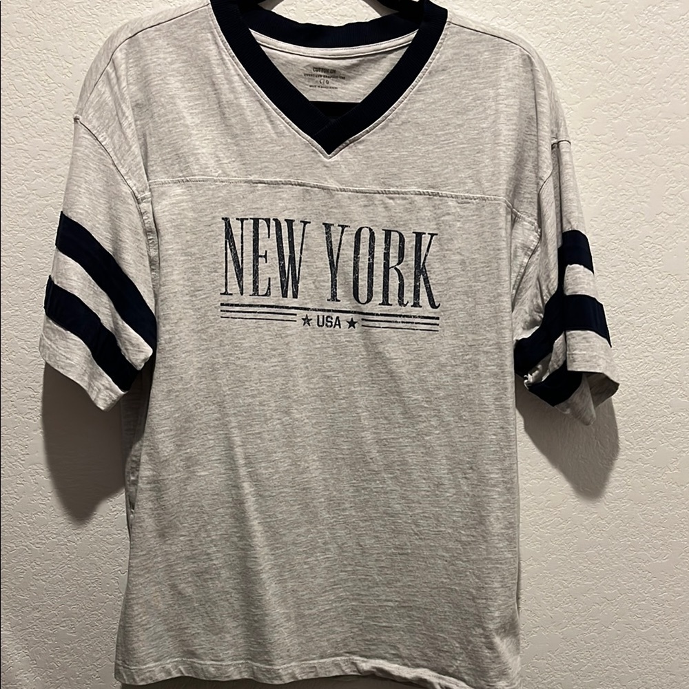 Gray and Navy Blue New York Graphic Tee